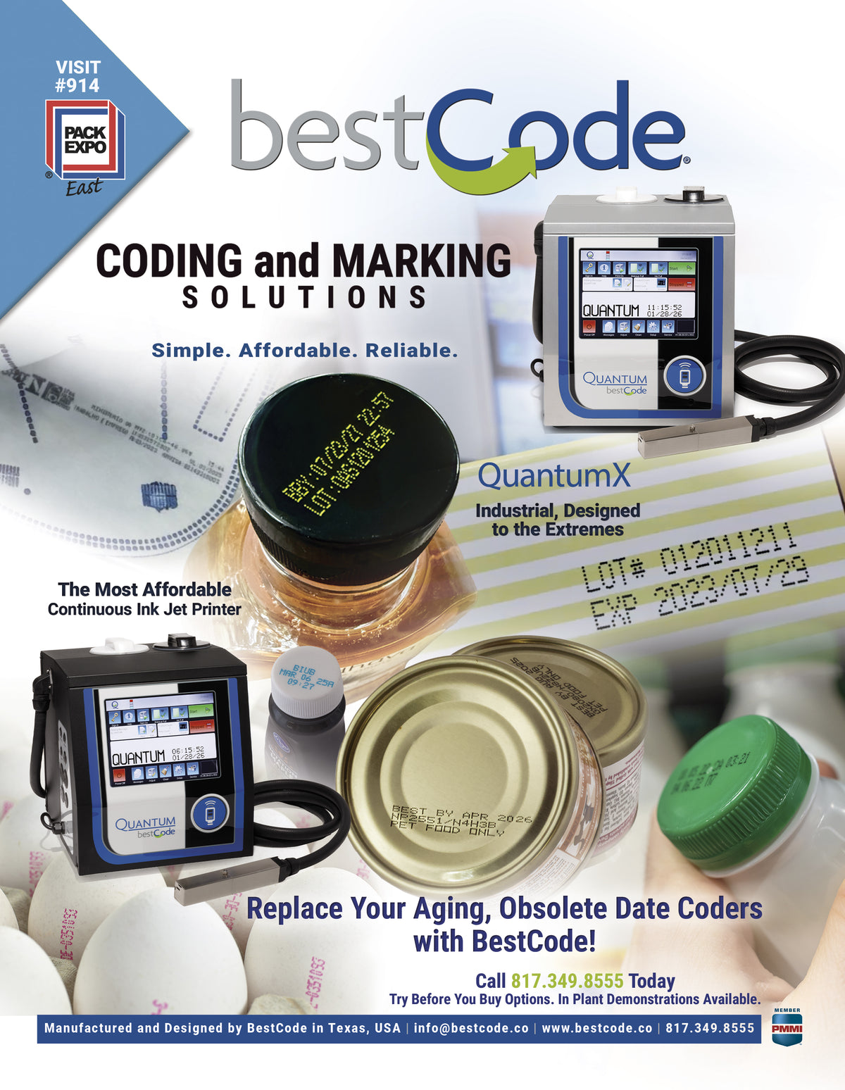 BestCode QuantumX product literature showing print capabilities and specifications
