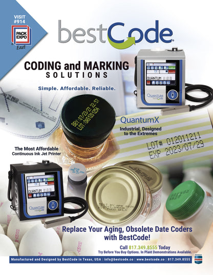 BestCode QuantumX product literature showing print capabilities and specifications