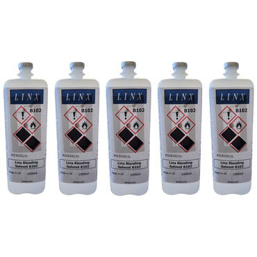 Case of five 1000ml bottles of genuine Linx B101 non-MEK printer solvent