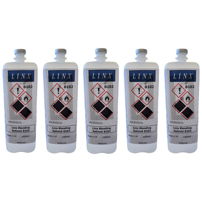 Case of five 1000ml bottles of genuine Linx B101 non-MEK printer solvent
