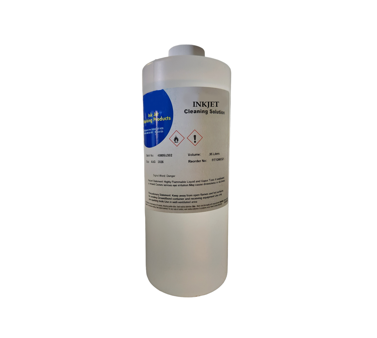 Container of MEK based cleaning solution for continuous inkjet printers