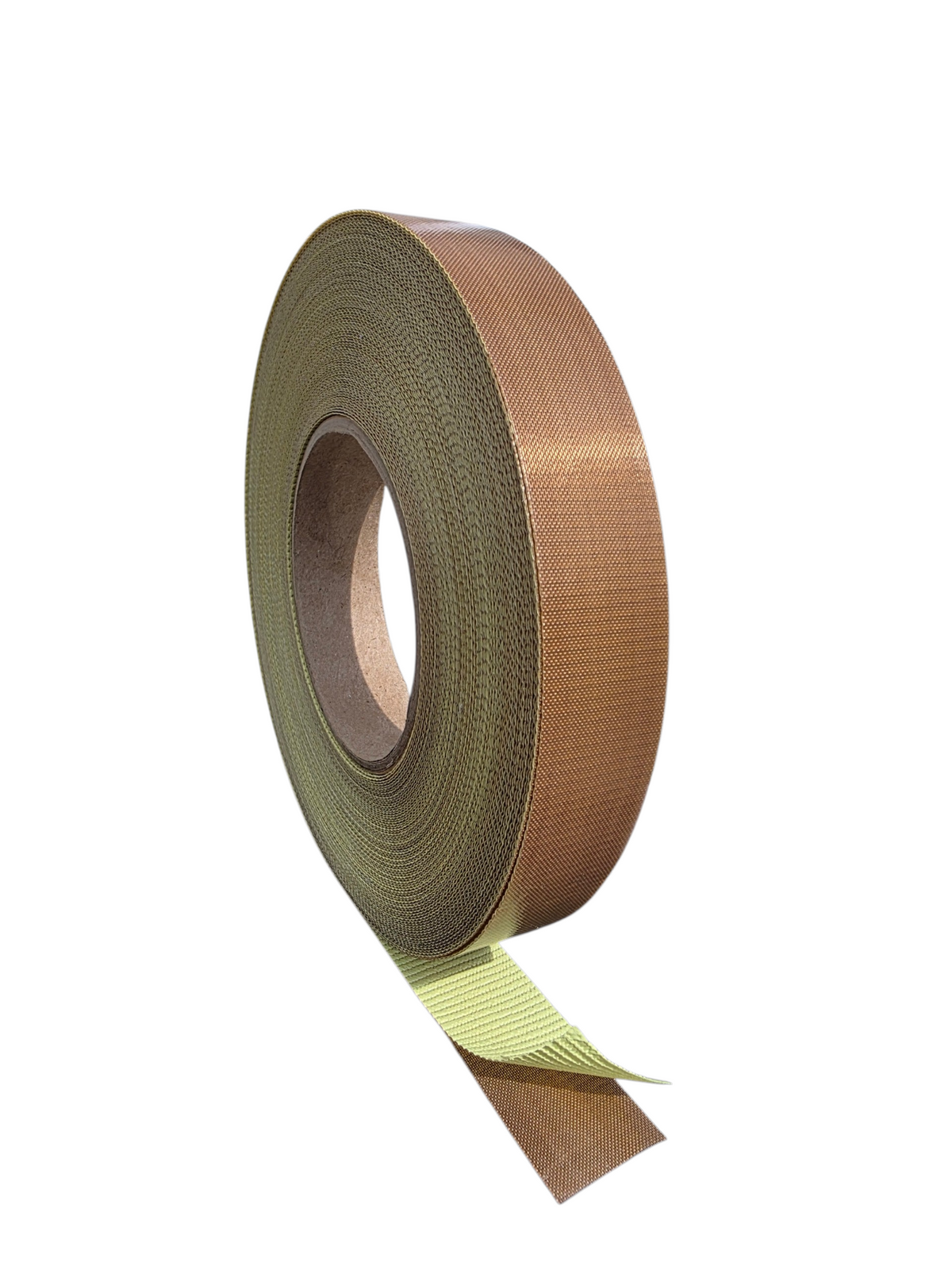 Roll of PTFE coated fiberglass tape, 1 inch by 99 feet, with peel off liner