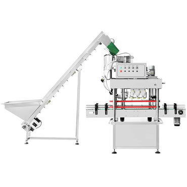 High-speed automatic capping machine with integrated cap feeder
