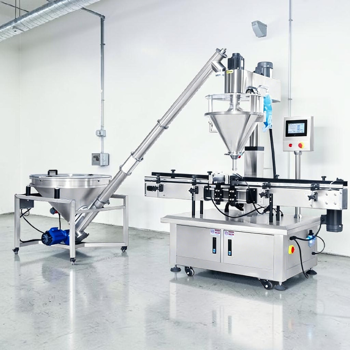 Automatic auger powder filling machine with vibrating feeder and servo control