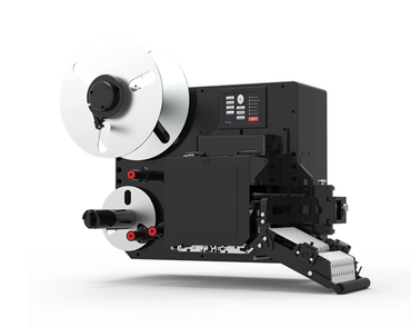 Automatic print and apply labeler with tamp applicator and print engine