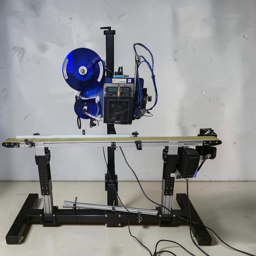 LabelMill LM3605 print and apply labeling system with conveyor, right-hand configuration
