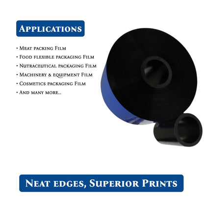 Black wax resin TTO ribbon, date coding on flexible film, third view