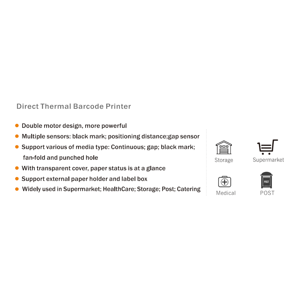 300 DPI direct thermal label printer, seventh view